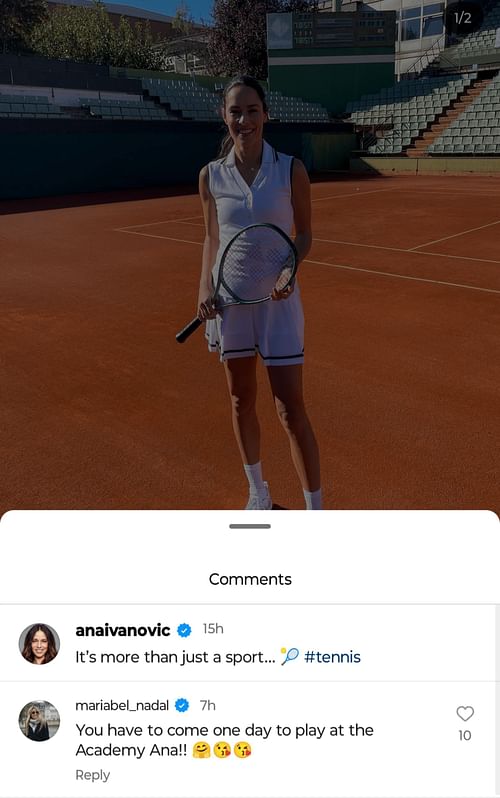 Maribel comments under Ana Ivanovic's Instagram post