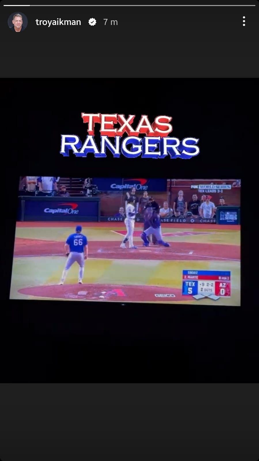 Troy Aikman watched the Rangers game 