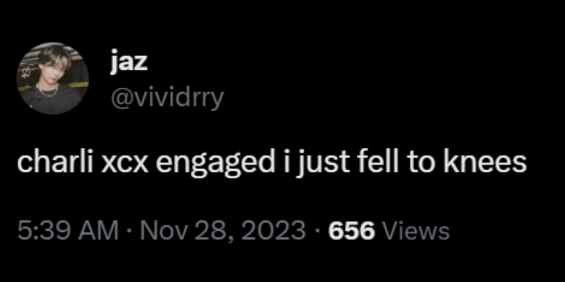 Fans react to Charli&#039;s supposed engagement with George Daniel. (Image via X/@vividrry)