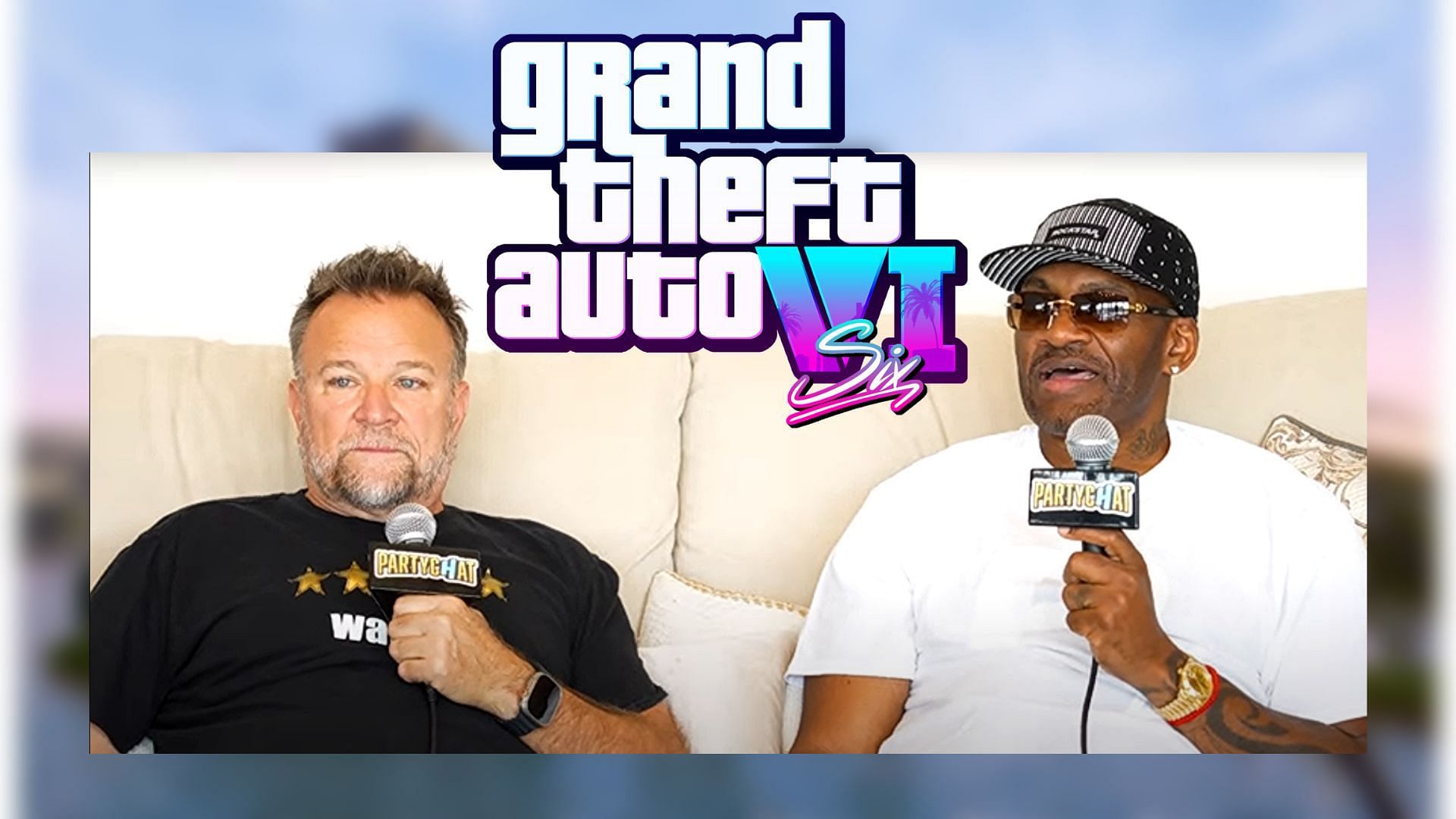 A brief report on GTA 5 voice actors Shawn Fonteno and Ned Luke responding to Grand Theft Auto 6 rumours (Image via Sportskeeda/PARTYCHAT)