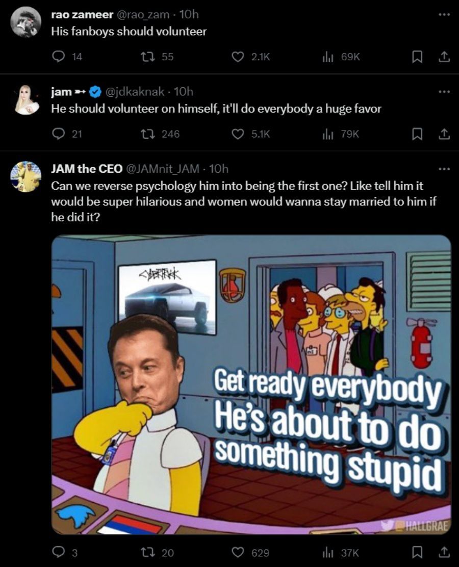 Netizens wanted Elon Musk to volunteer (Image via X/@PopCrave)