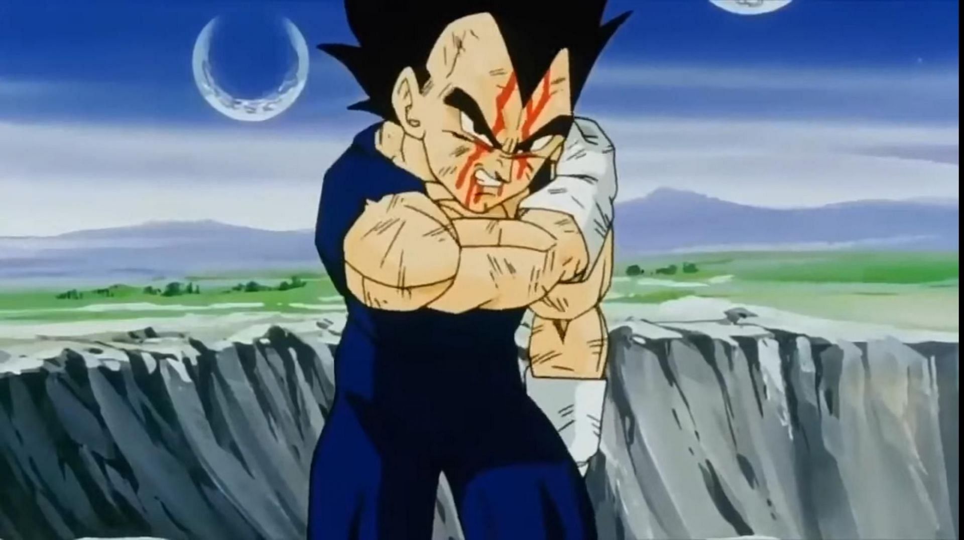 Understanding why Vegeta always hold his left arm when he