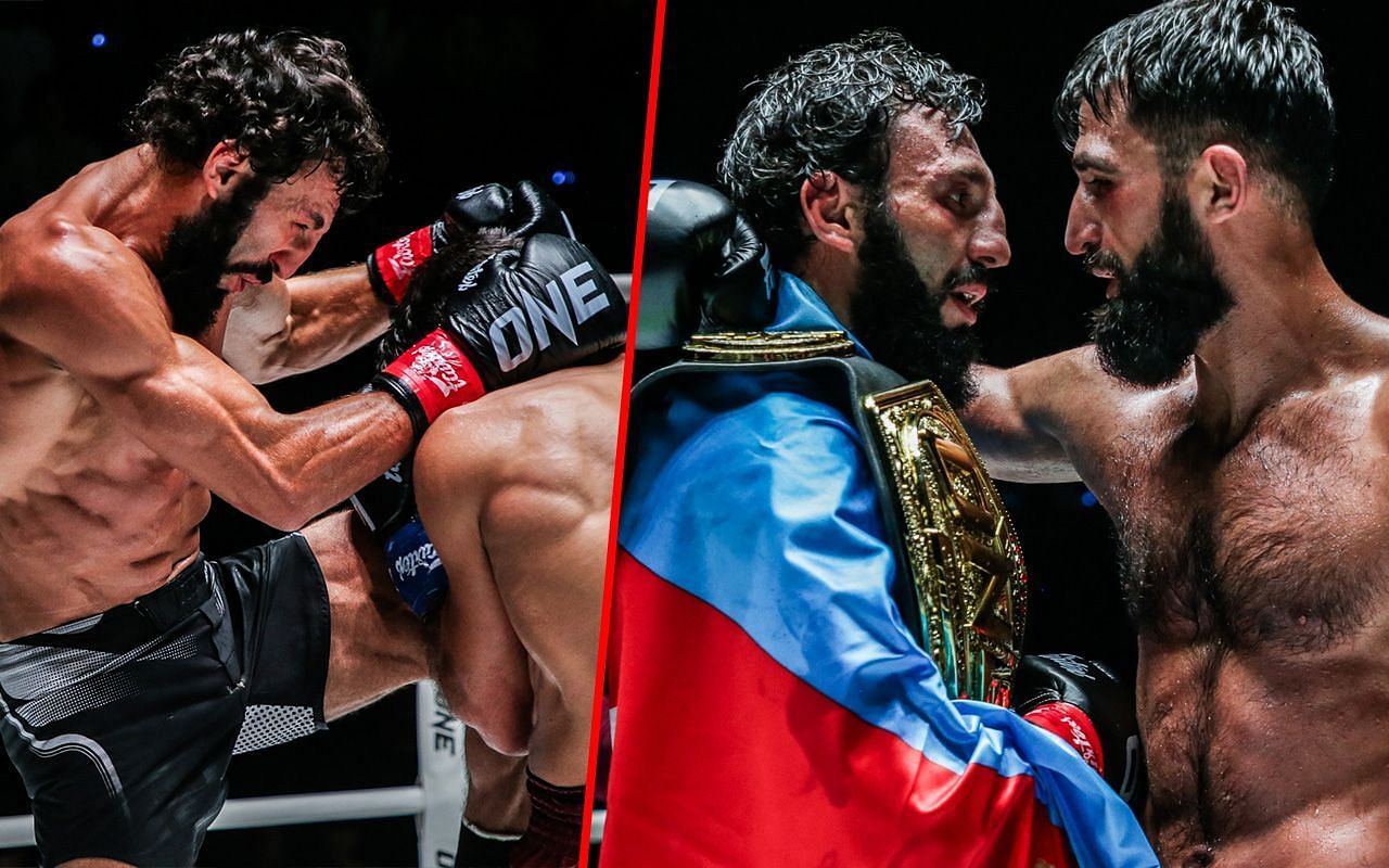 ONE featherweight kickboxing world champion Chingiz Allazov (L) drew a lot of satisfaction from defeating Marat Grigorian in their rematch back in August. -- Photo by ONE Championship