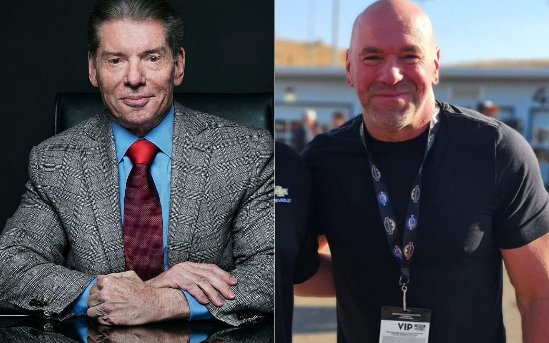 Vince McMahon (left) Dana White (right) [Image courtesy @chairman_940 @mattperryracing on Instagram]