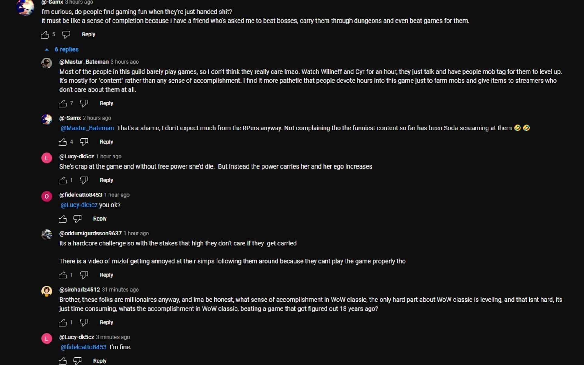 Some commenters weren&#039;t impressed with how the streamers play the game (Image via YouTube)