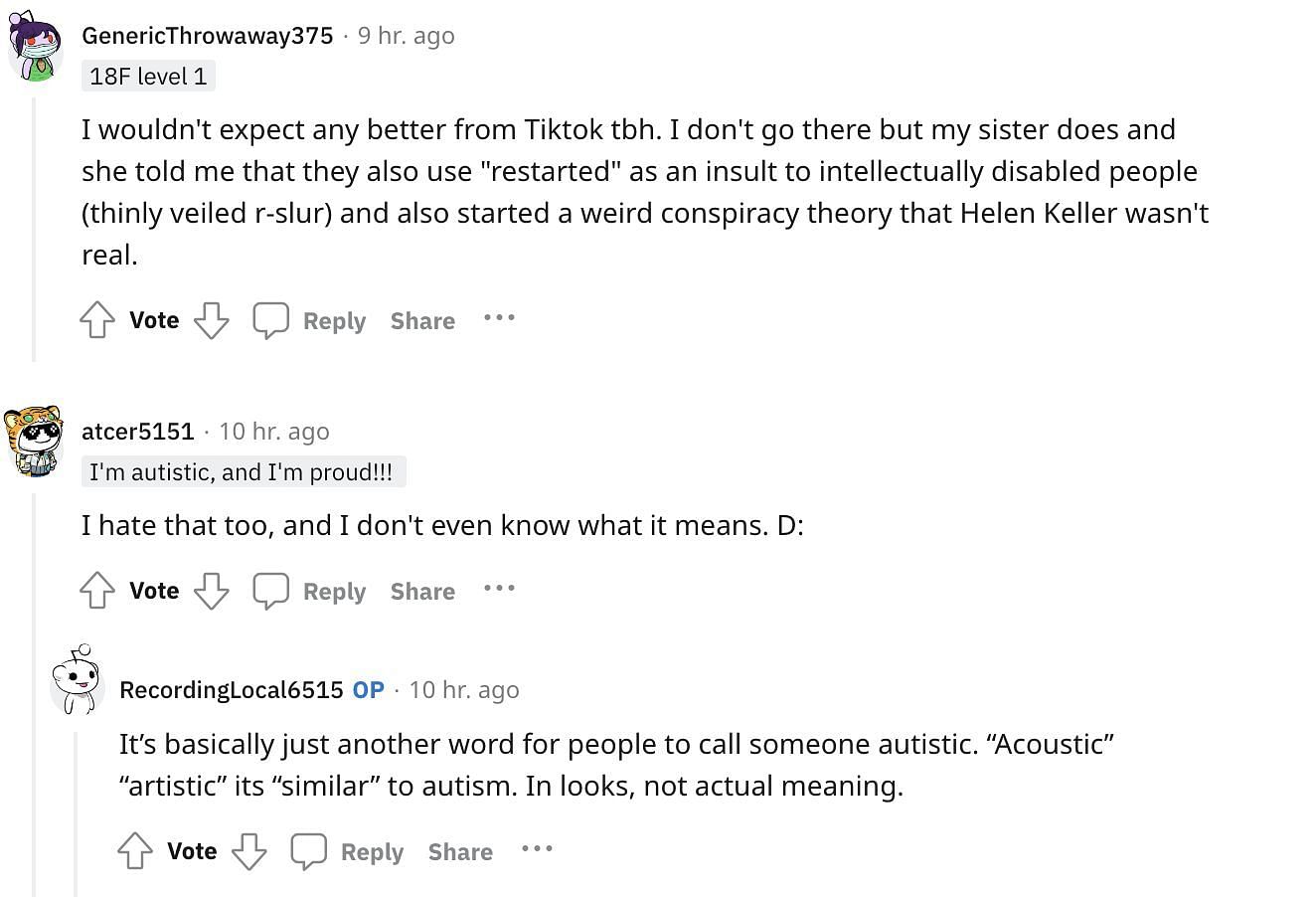 Social media users speak out against the TikTok trend as many claimed that it makes fun of autistic people. (Image via Reddit)