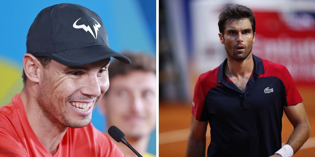 Rafael Nadal (L) and Pablo Andujar