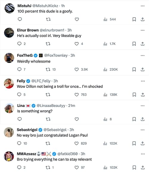 Fan reactions to Danis' tweet {via @dillondanis on X]