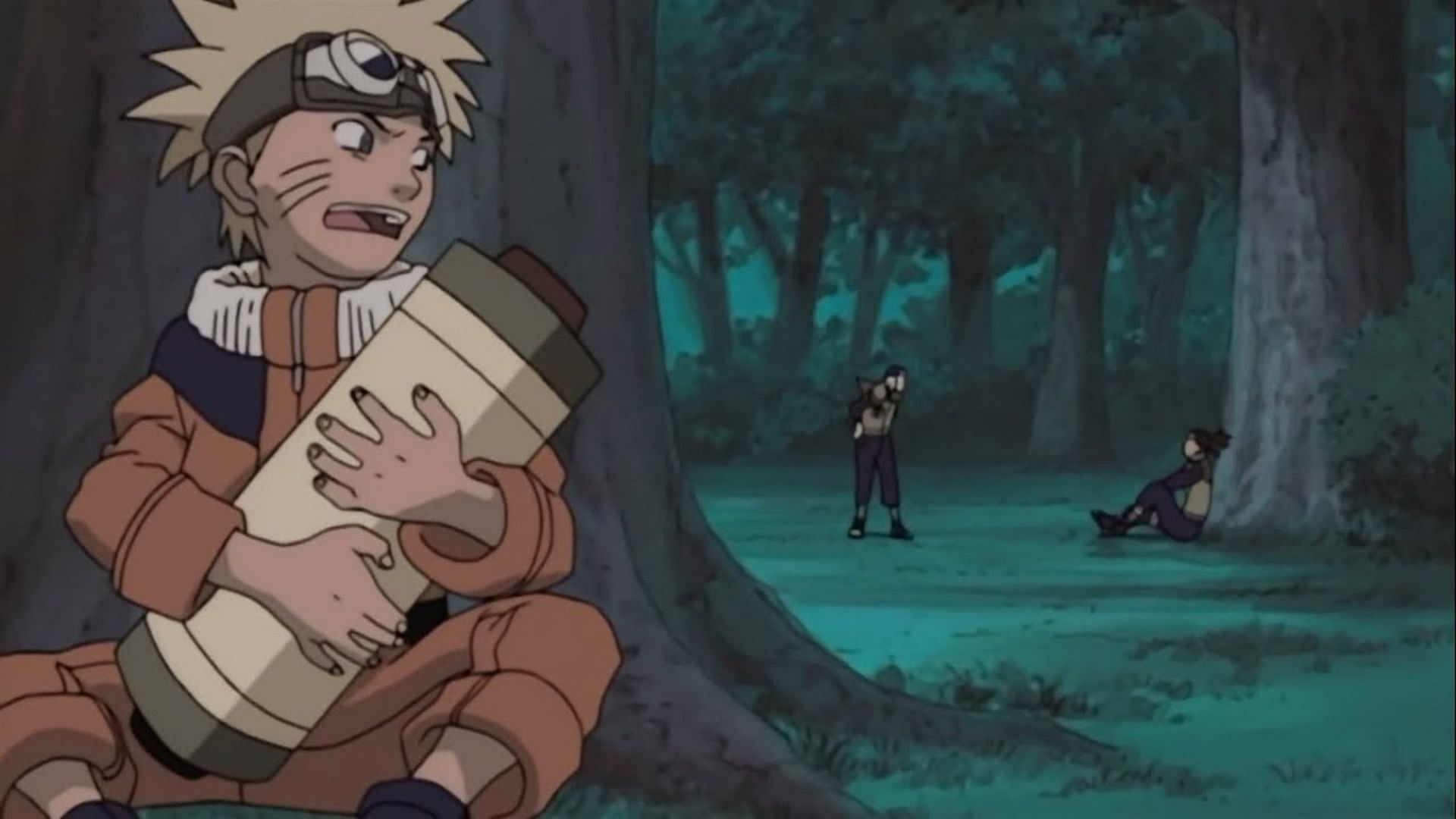 Naruto stealing the Forbidden Scroll in Naruto (Image via Studio Pierrot)