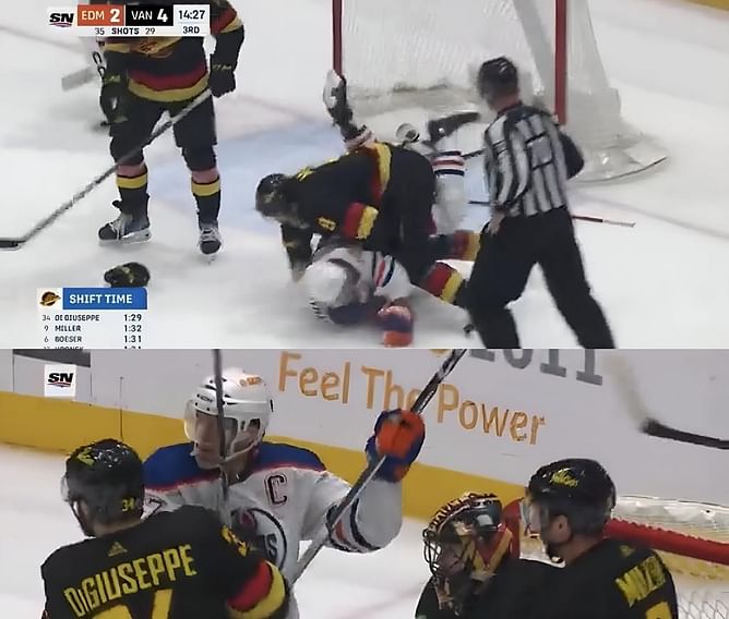 VIDEO: Connor McDavid's temper flares after two huge scrums against multiple Canucks