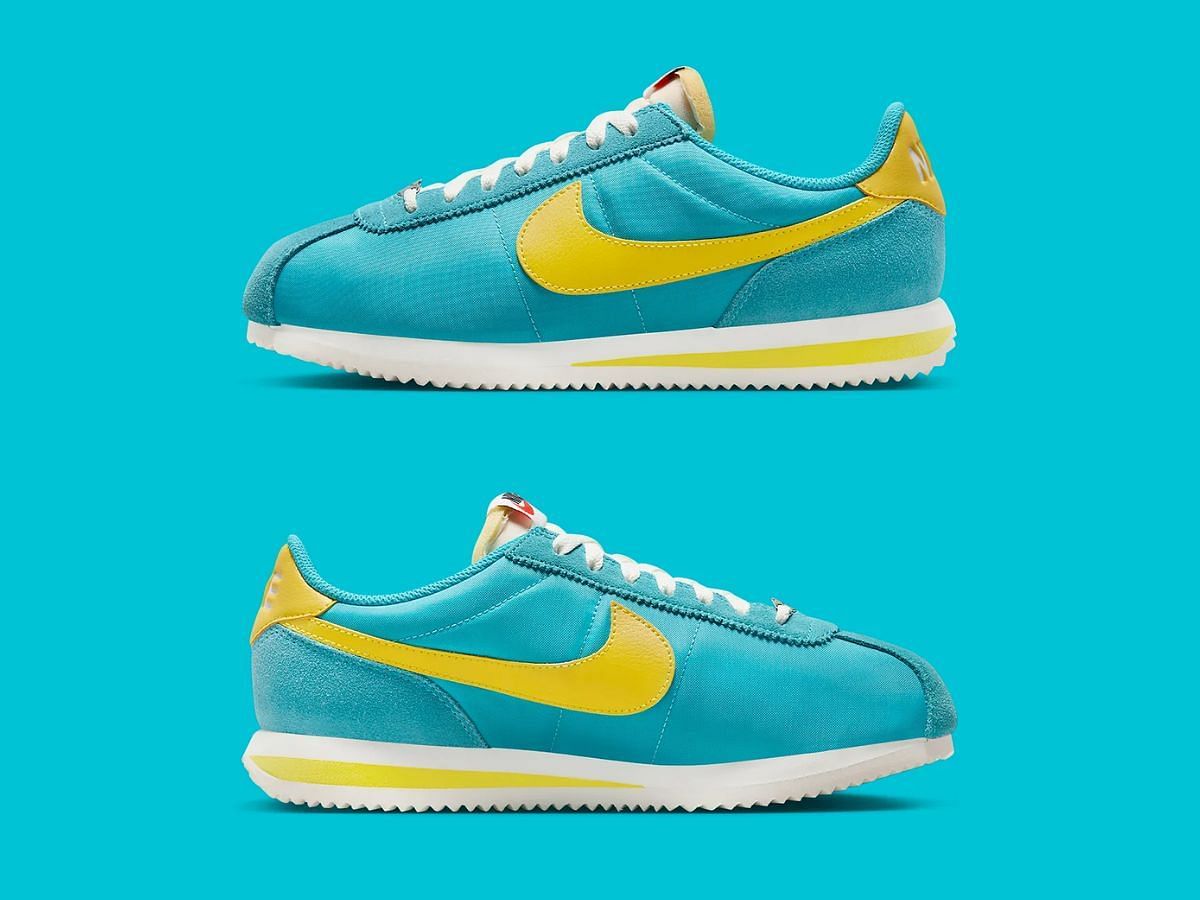 Nike Cortez &ldquo;Teal/Yellow&rdquo; Sneakers (Image via Sneaker News)