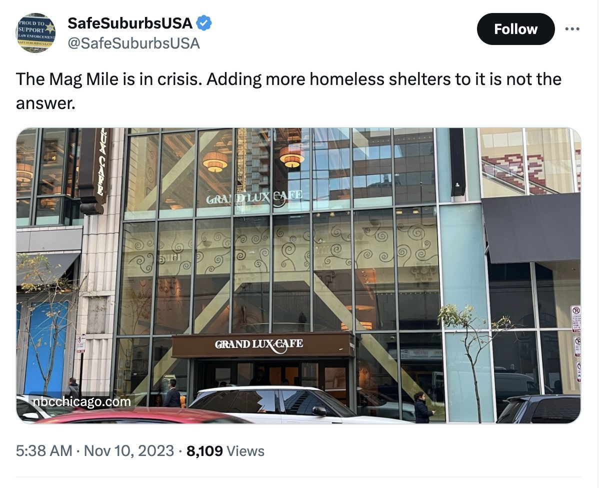 Social media users were perplexed as the 21-year-old restaurant chain announced the permanent shutdown of the Michigan Avenue branch. (Image via X/ @safesuburbsUSA)