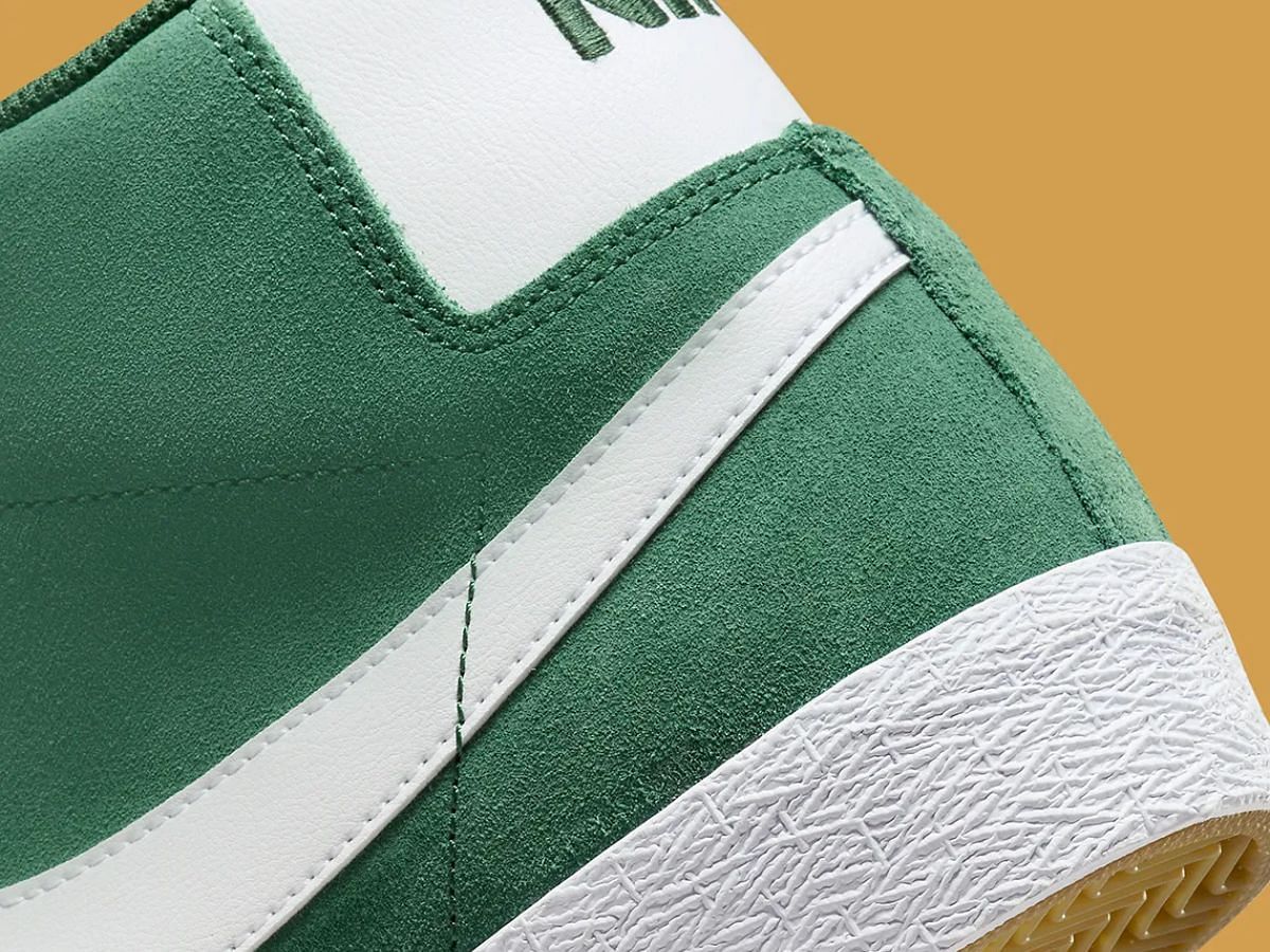 Nike SB Blazer Mid &ldquo;Green Suede&rdquo; Sole view (Image via Sneaker News)