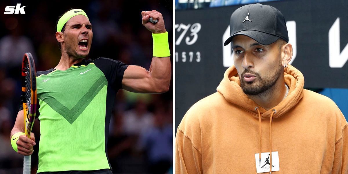 Rafael Nadal (L) and Nick Kyrgios