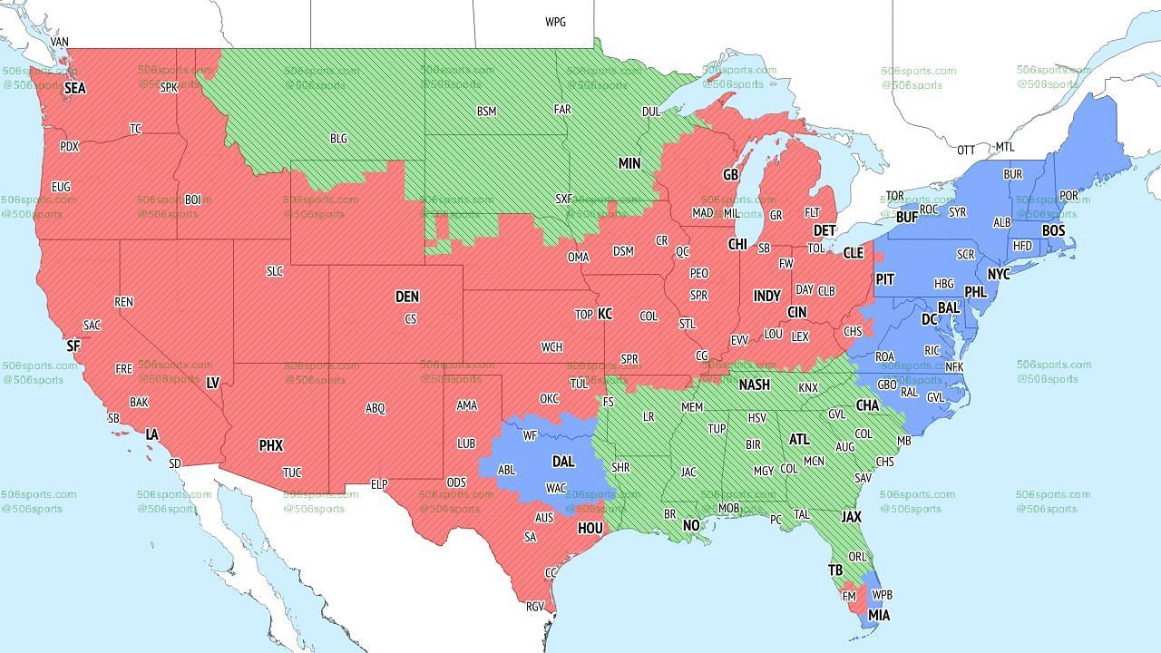 FOX TV Coverage Map (early games). Credit: 506Sports