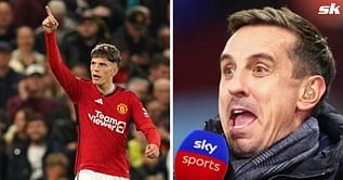 Gary Neville reacts as Alejandro Garnacho scores sensational overhead goal in Manchester United's PL fixture against Everton