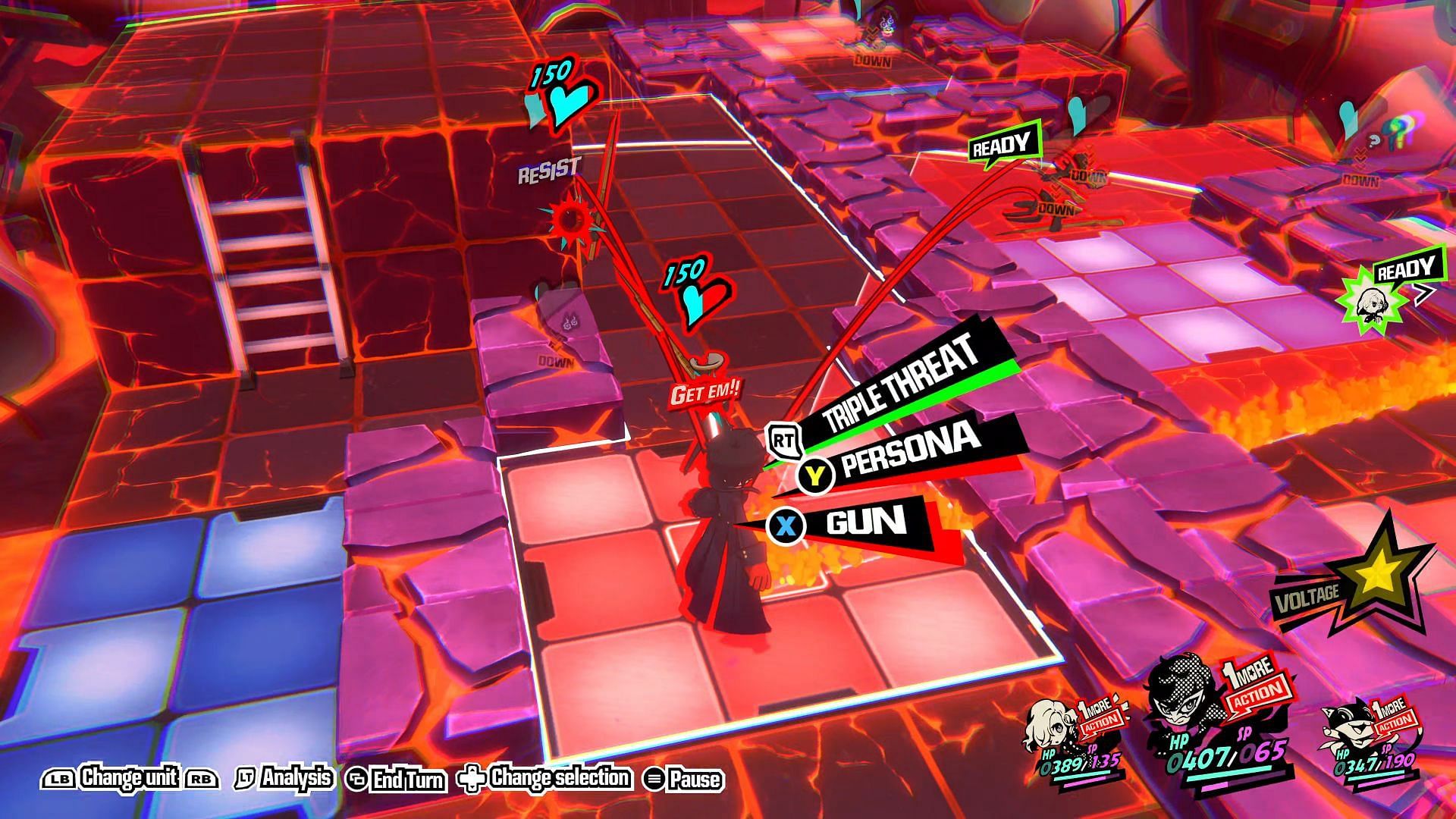 Continue expliting One More to help Joker to the back of the arena (image via Atlus)