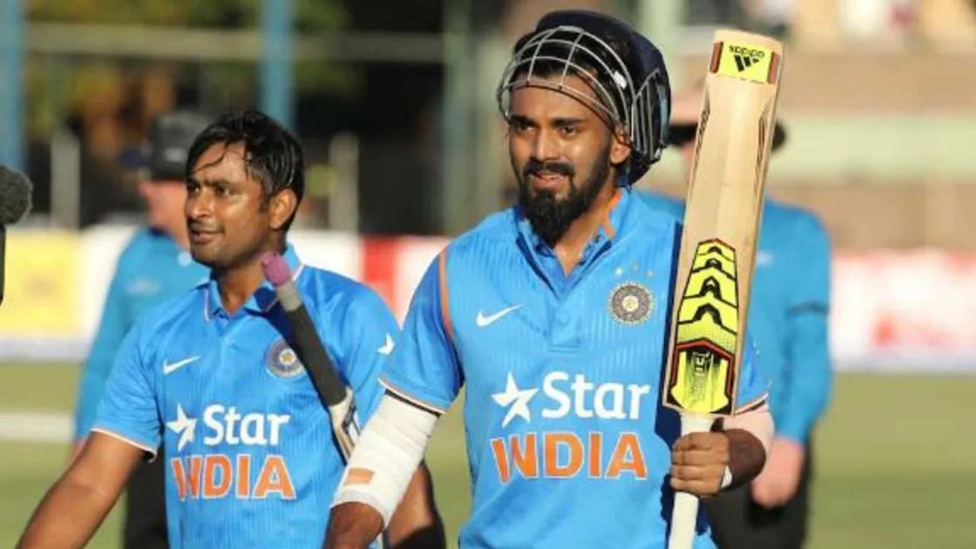KL Rahul (right) became the first Indian player to score a hundred on ODI debut. (Image Courtesy: espncricinfo.com)