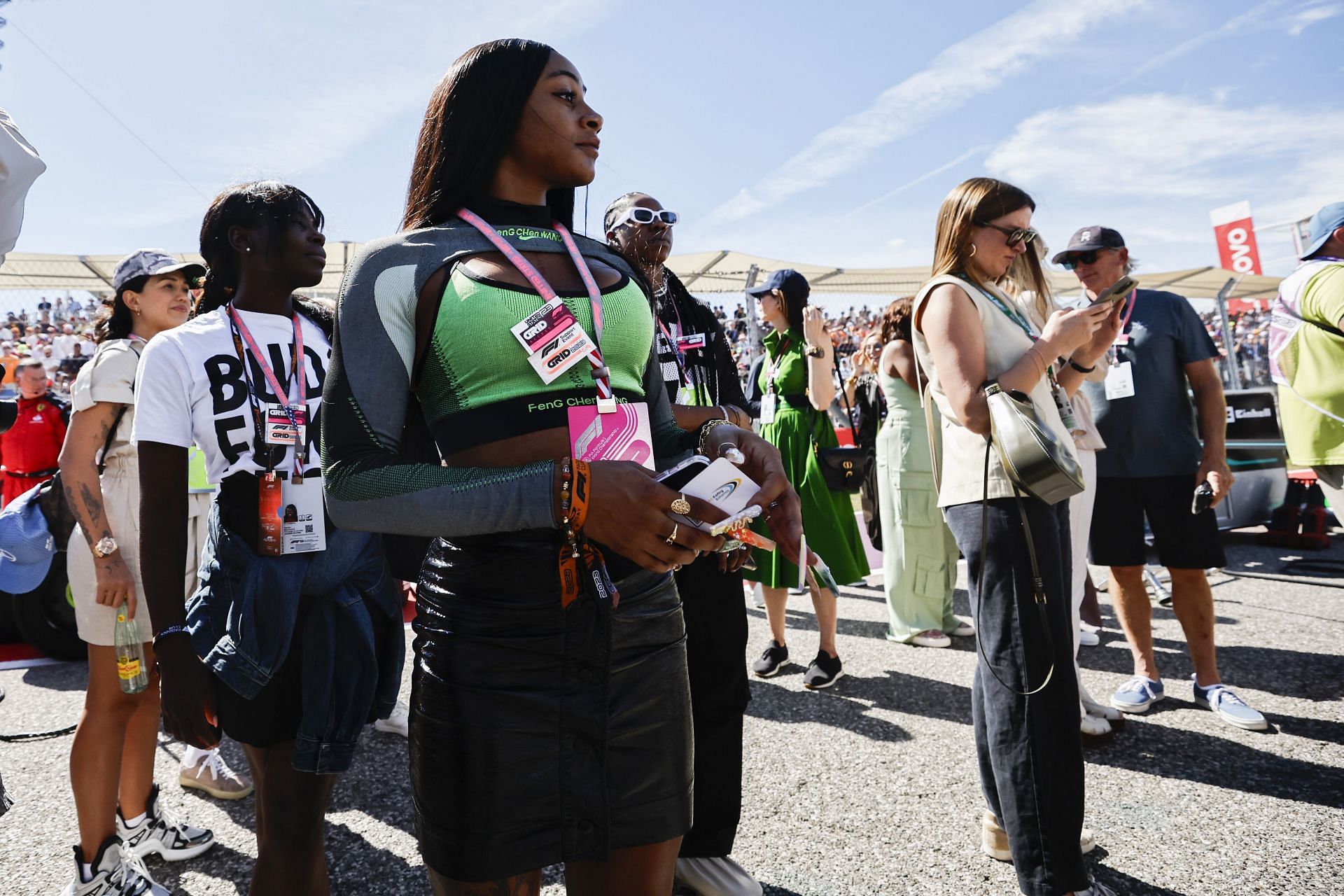 Sha&#039;Carri Richardson on the grid prior to the F1 Grand Prix of United States at Circuit of The Americas