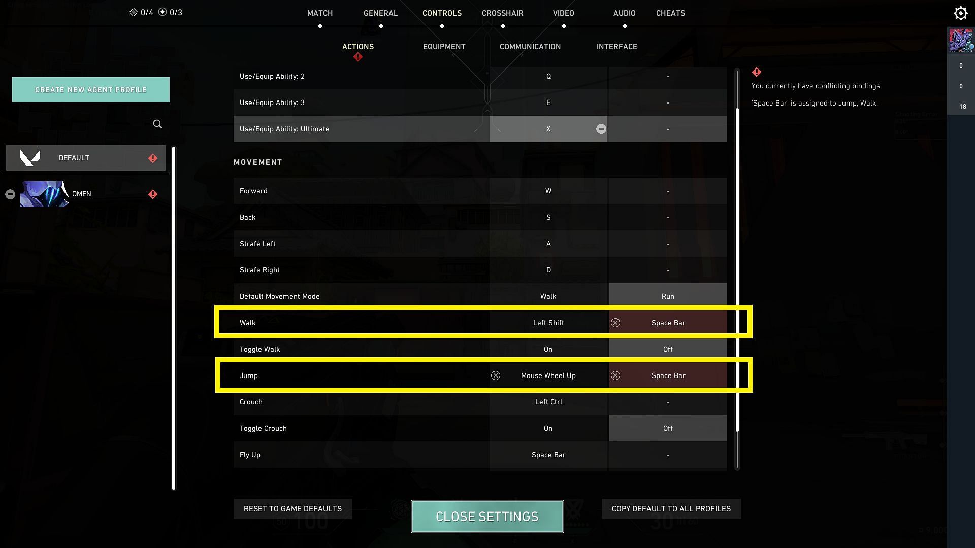 Silent jump key bind (Image via Riot Games)