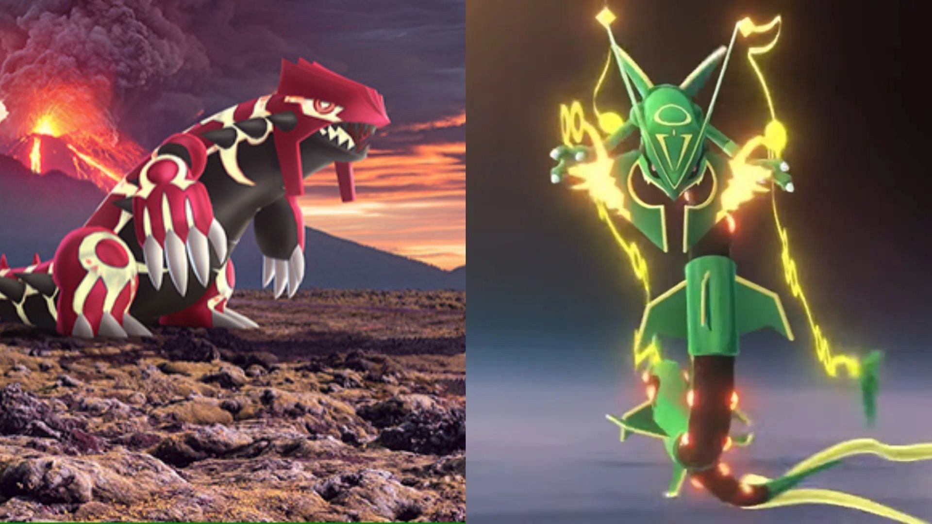 Primal Groudon and Mega Rayquaza (Image via Niantic)