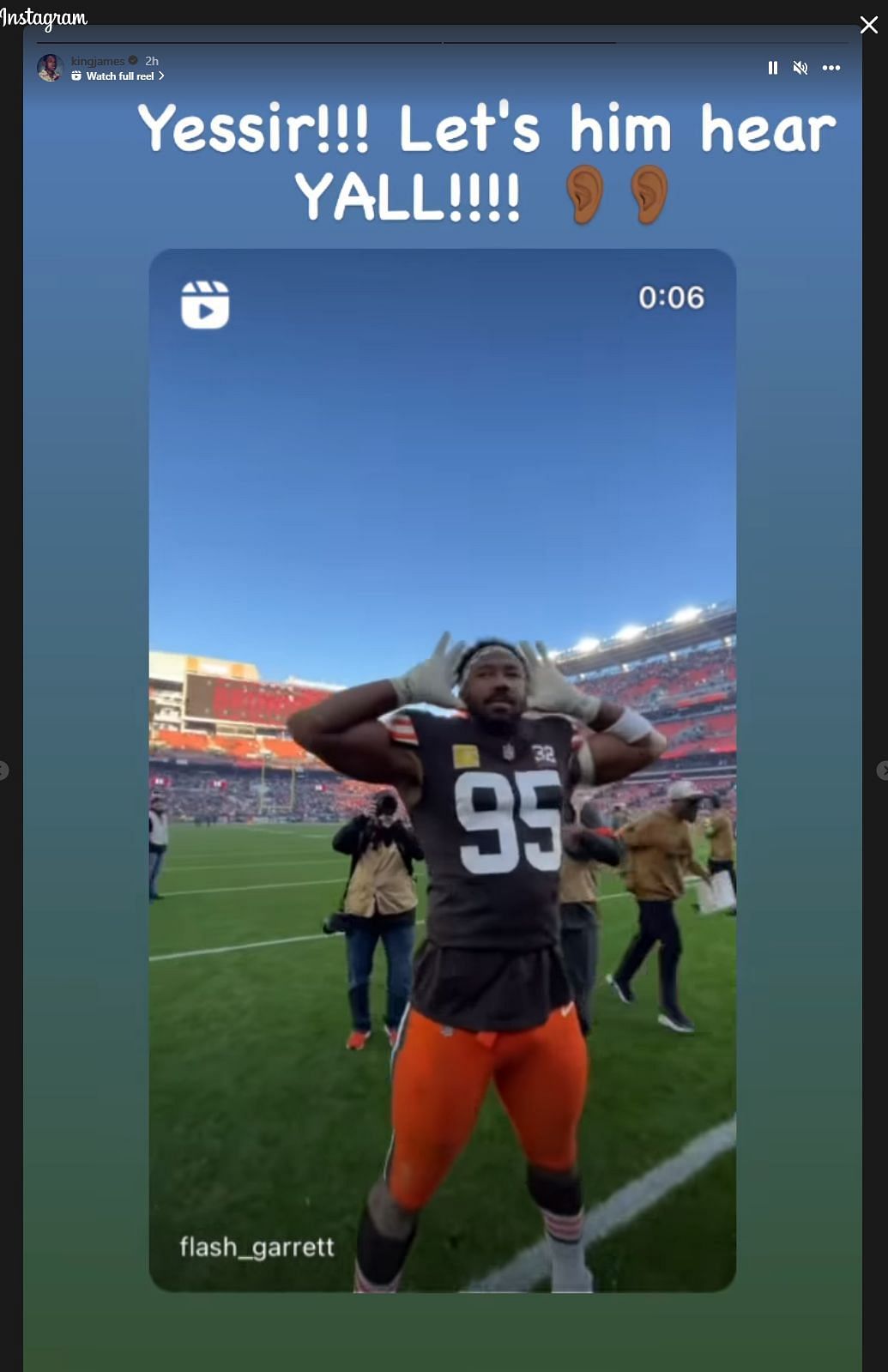 LeBron James reposted Myles Garrett&#039;s celebration on his Instagram story