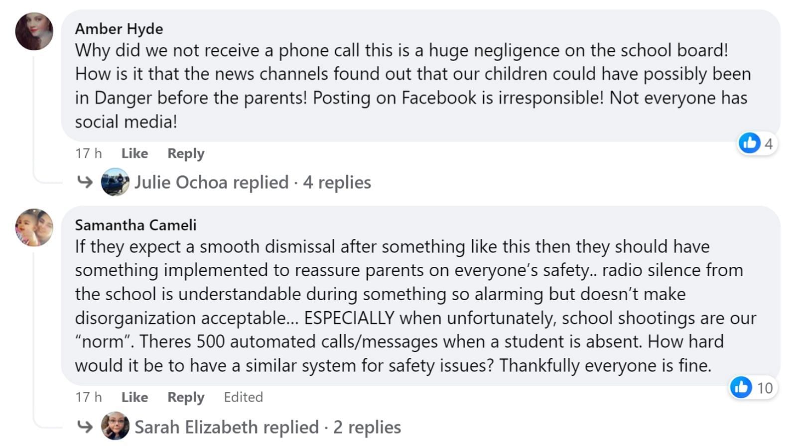 A few parents furiously stated that they found out about the incident from the news rather than the school (Image via Facebook/Crete-Monee School District 201-U)