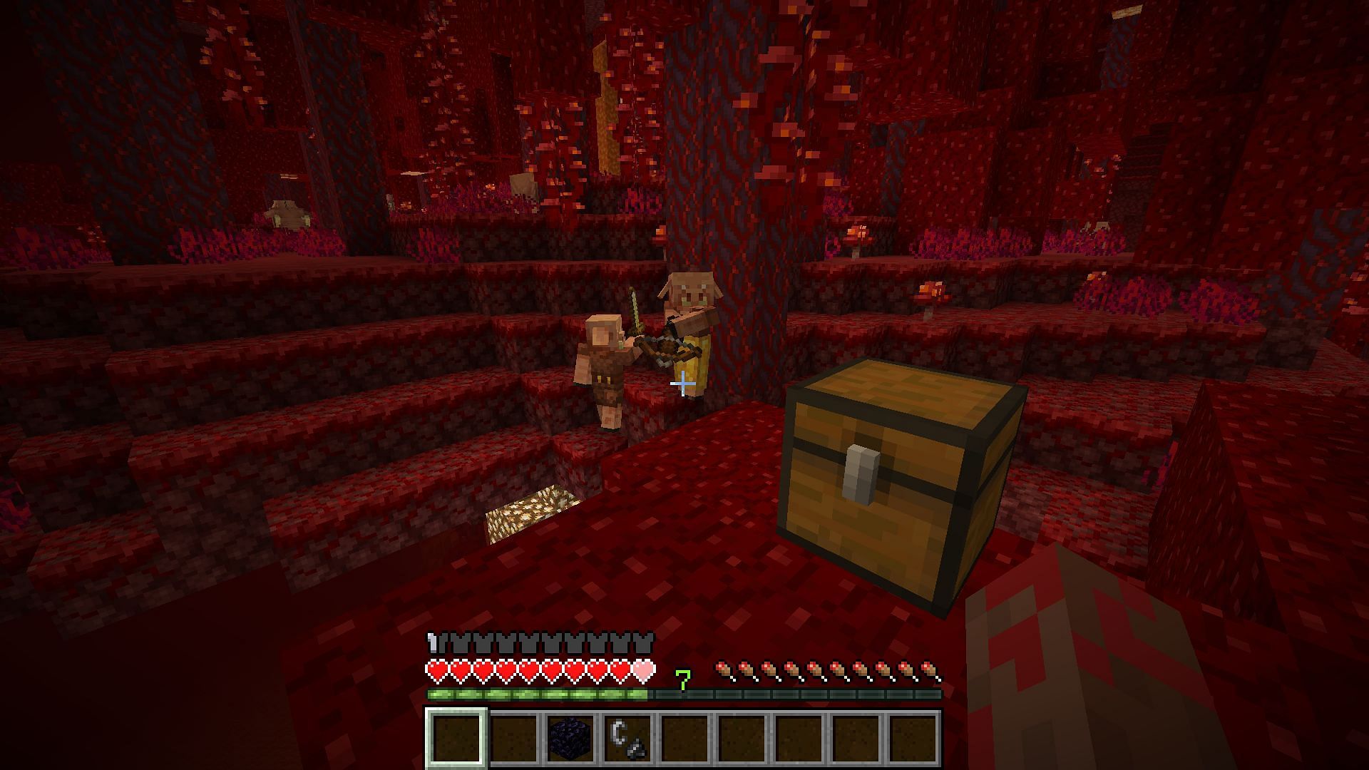 Never open chests around a piglin, as it can make them hostile towards you in Minecraft (Image via Mojang)