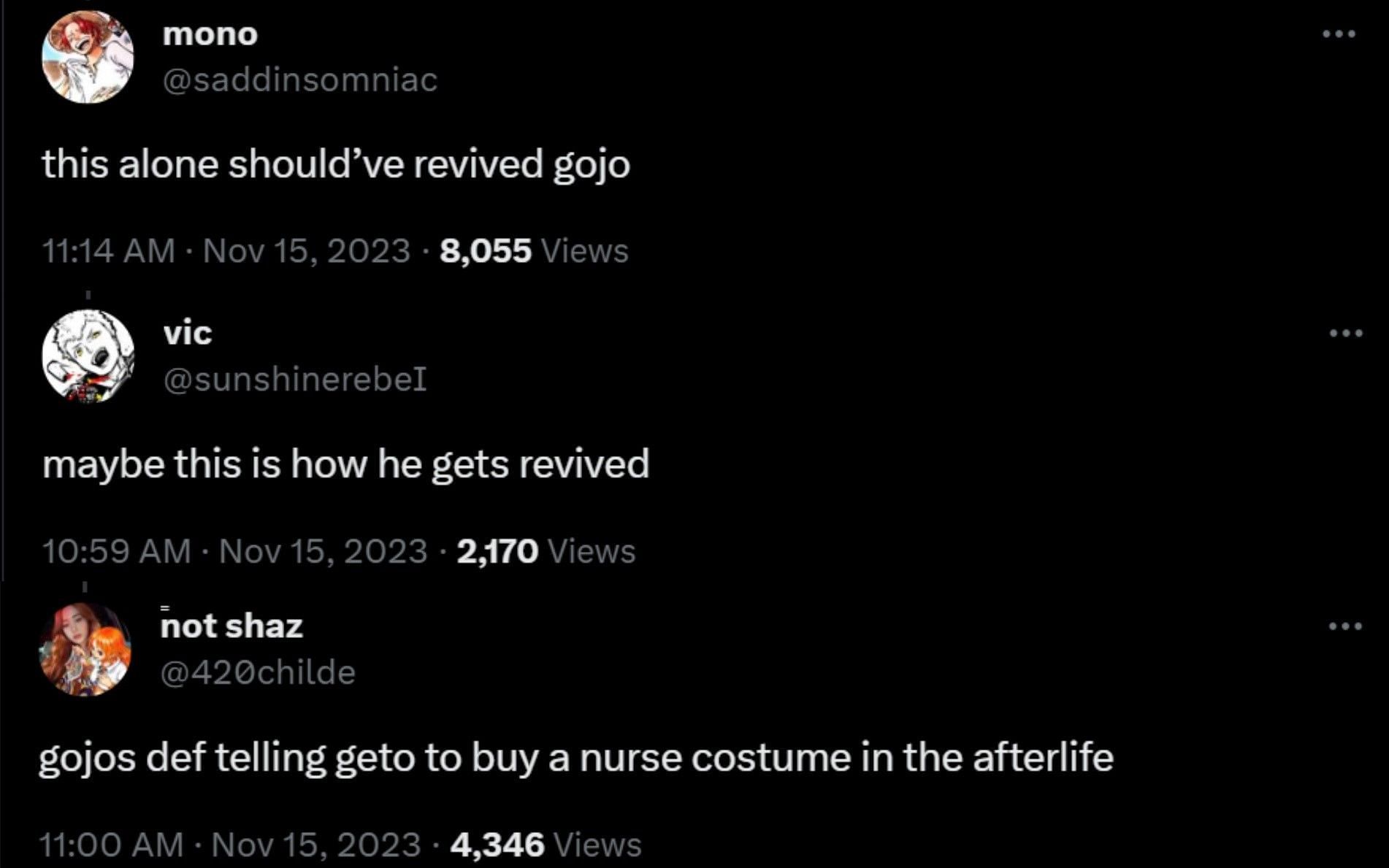 Fans bring Gojo into the equation as they react to Nurse Geto (Screengrab via X)