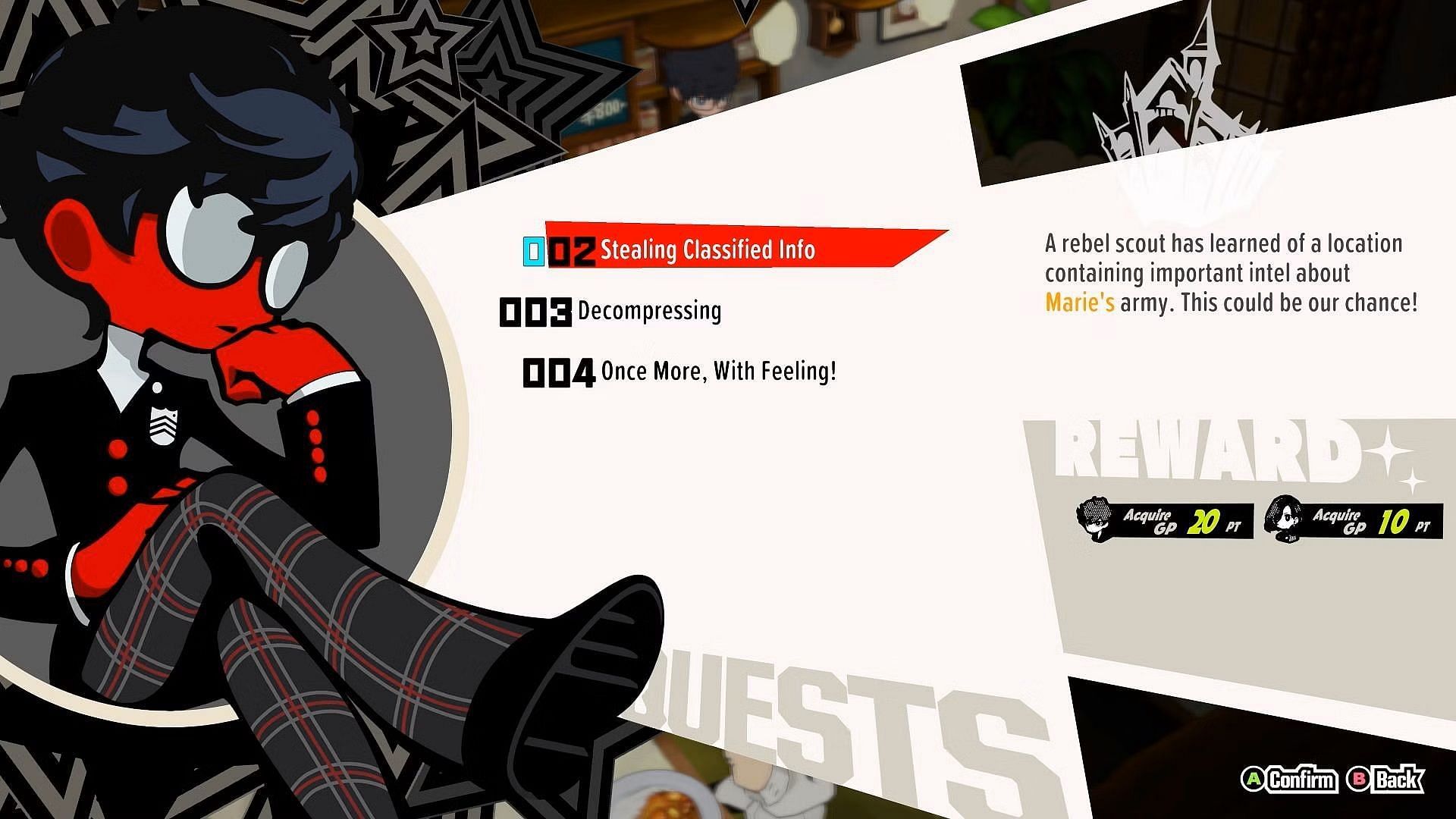 Side Quests provide money along with GP (Image via Persona5 Tactica)