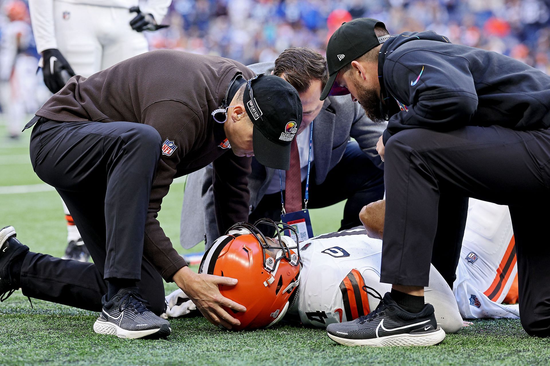 Deshaun Watson after his injury during Cleveland Browns v Indianapolis Colts