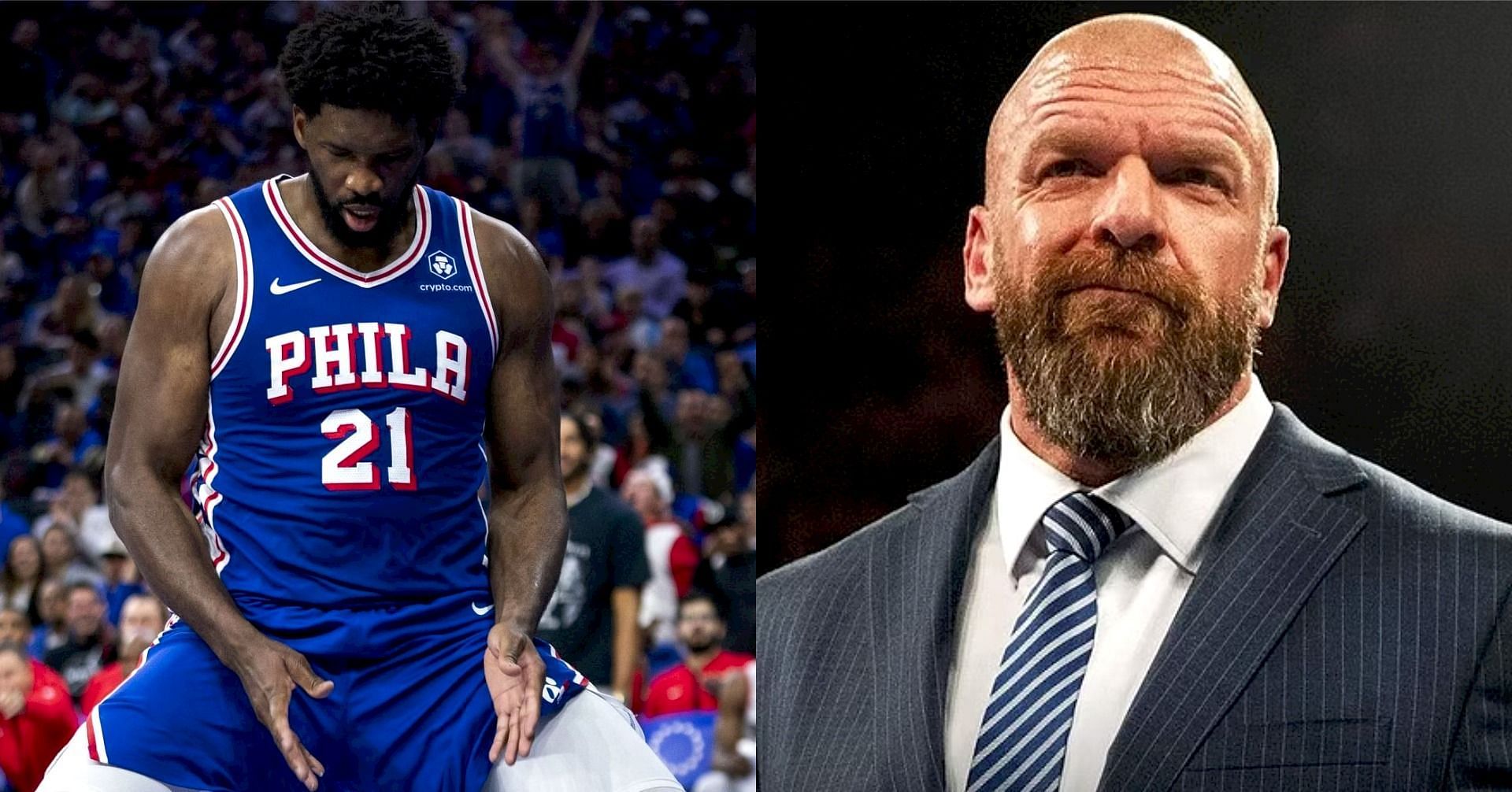 Philadelphia 76ers superstar center Joel Embiid and WWE legend Triple H