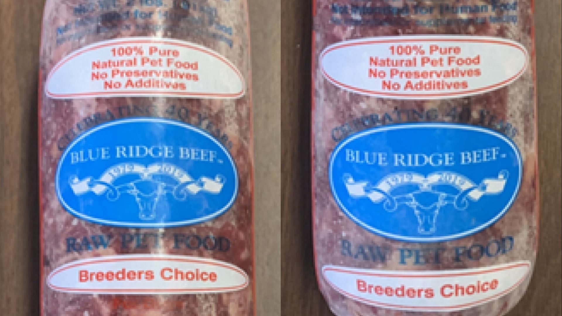 The recalled Blue Ridge dog food may be contaminated with Salmonella (Image via FDA)