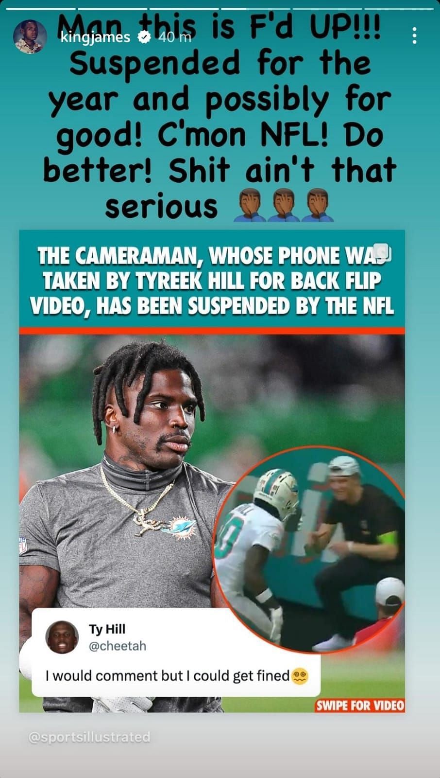 LeBron James Goes Off On NFL Over Suspension Of Tyreek Hill's Cameraman ...