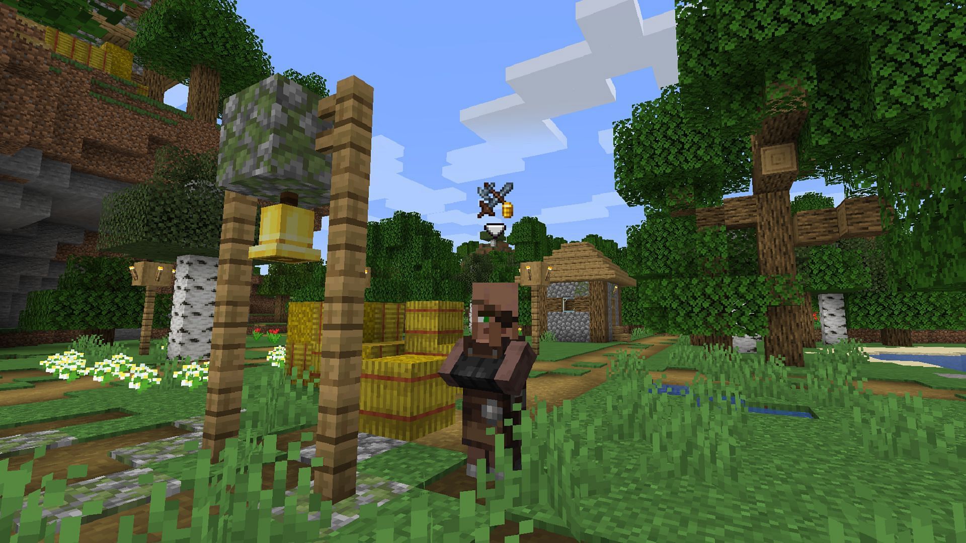 Merchant Markers can help add some legibility to in-game villages (Image via Grend/Modrinth)
