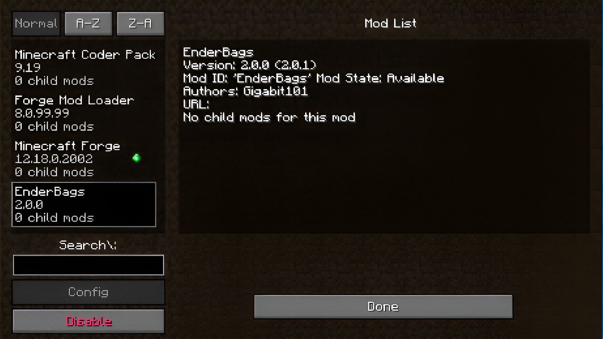 Forge conserve une liste de mods pouvant être activés/désactivés dans le menu principal du jeu (Image via TLauncher)