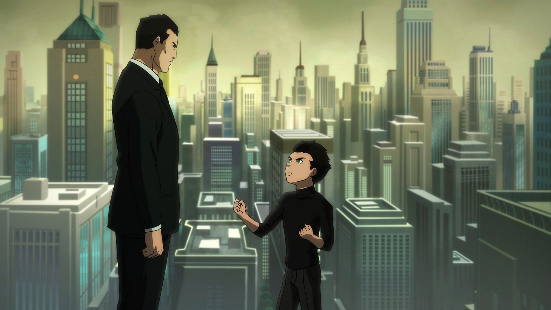 Batman and his son Damian in Son of Batman (Image via IMDb)