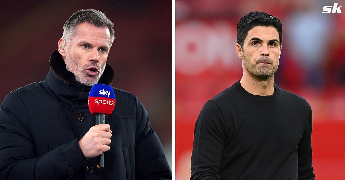 Jamie Carragher and Arsenal boss Mikel Arteta 