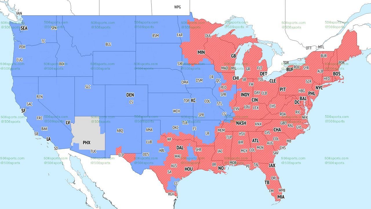 CBS TV Coverage Map (late games). Credit: 506Sports