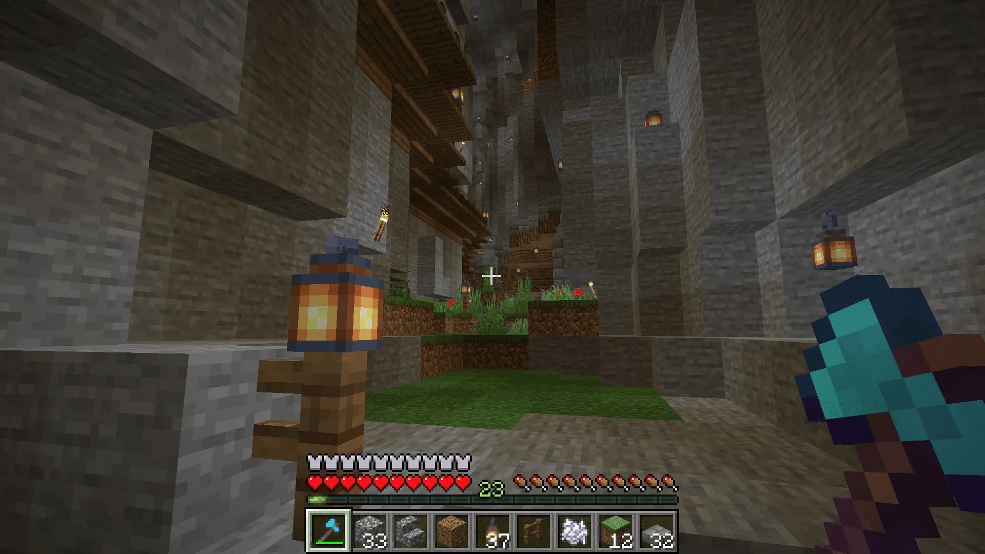 An underground Minecraft base doesn&#039;t necessarily mean that it&#039;s completely enclosed (Image via Matthew252598/Reddit)