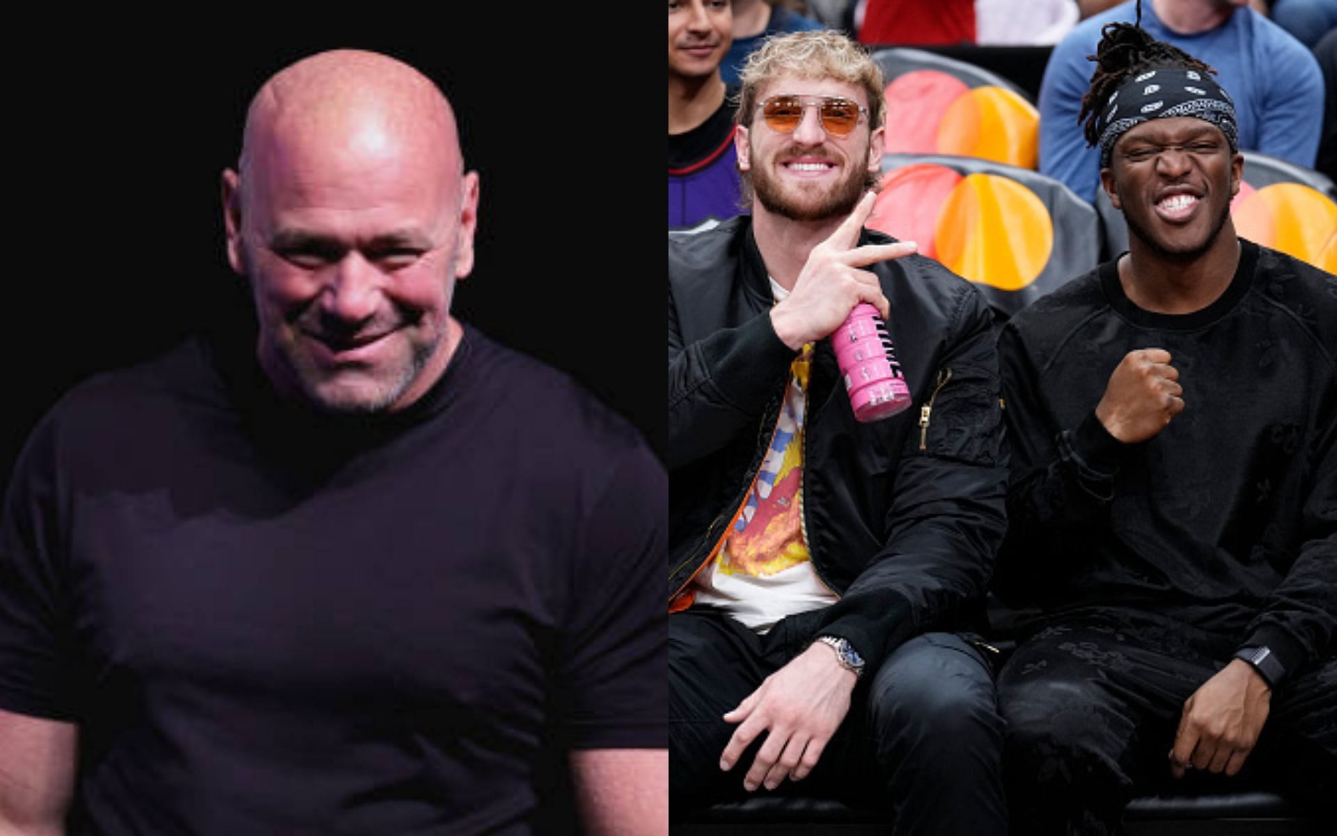 Dana White (left); Logan Paul and KSI (right)