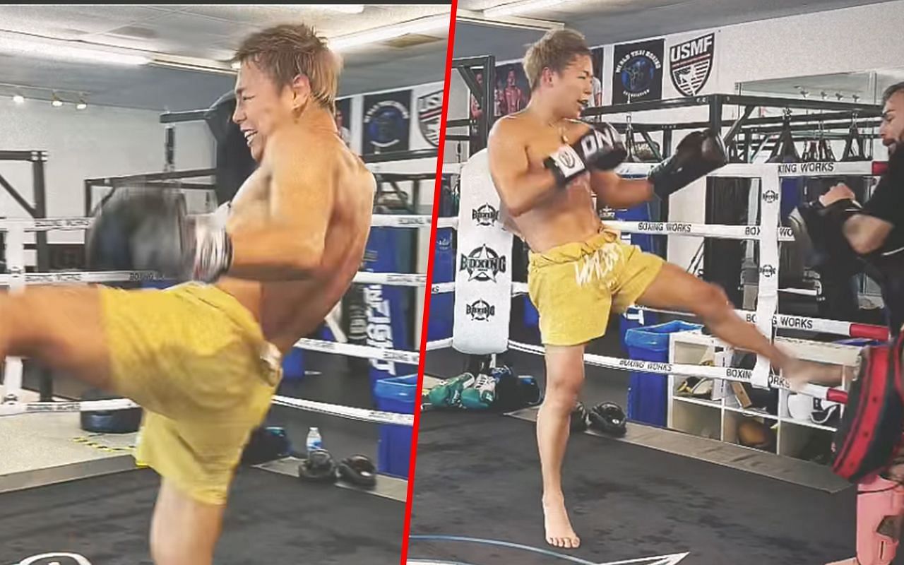 Takeru Segawa during training (left and right photos)