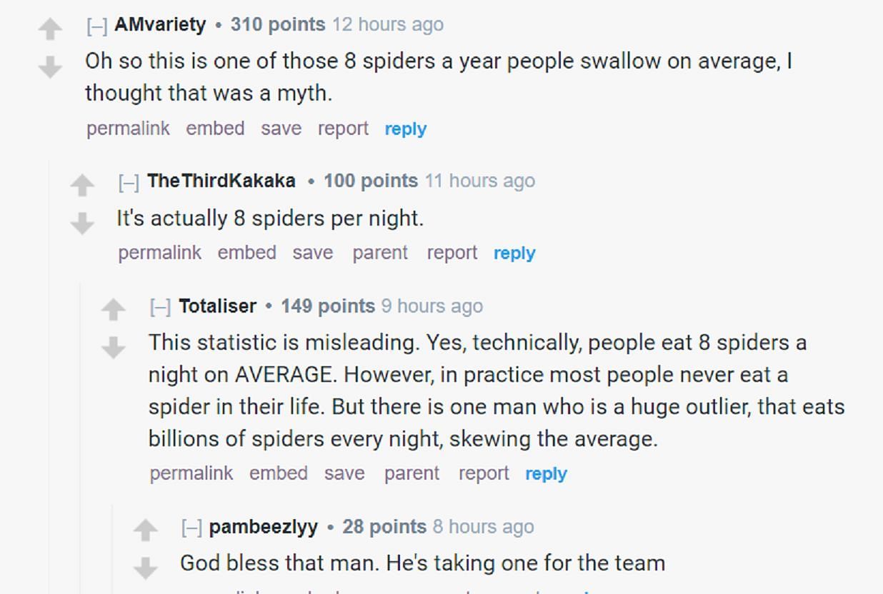 Fans share their comical theories about swallowing spiders (Image via r/LivestreamFail)