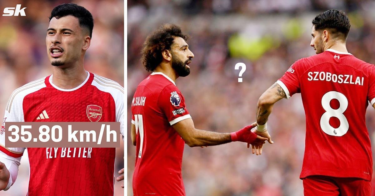 Gabriel Martinelli (left) and Mohamed Salah and Domink Szoboszlai (right)