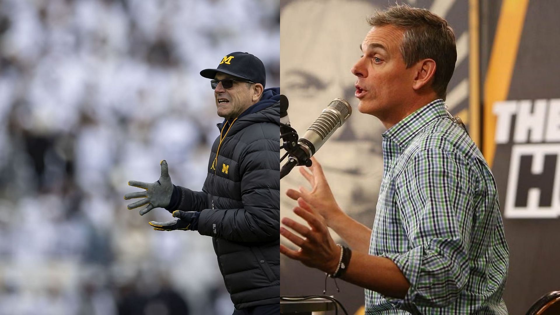 Michigan coach Jim Harbaugh and analyst Colin Cowherd