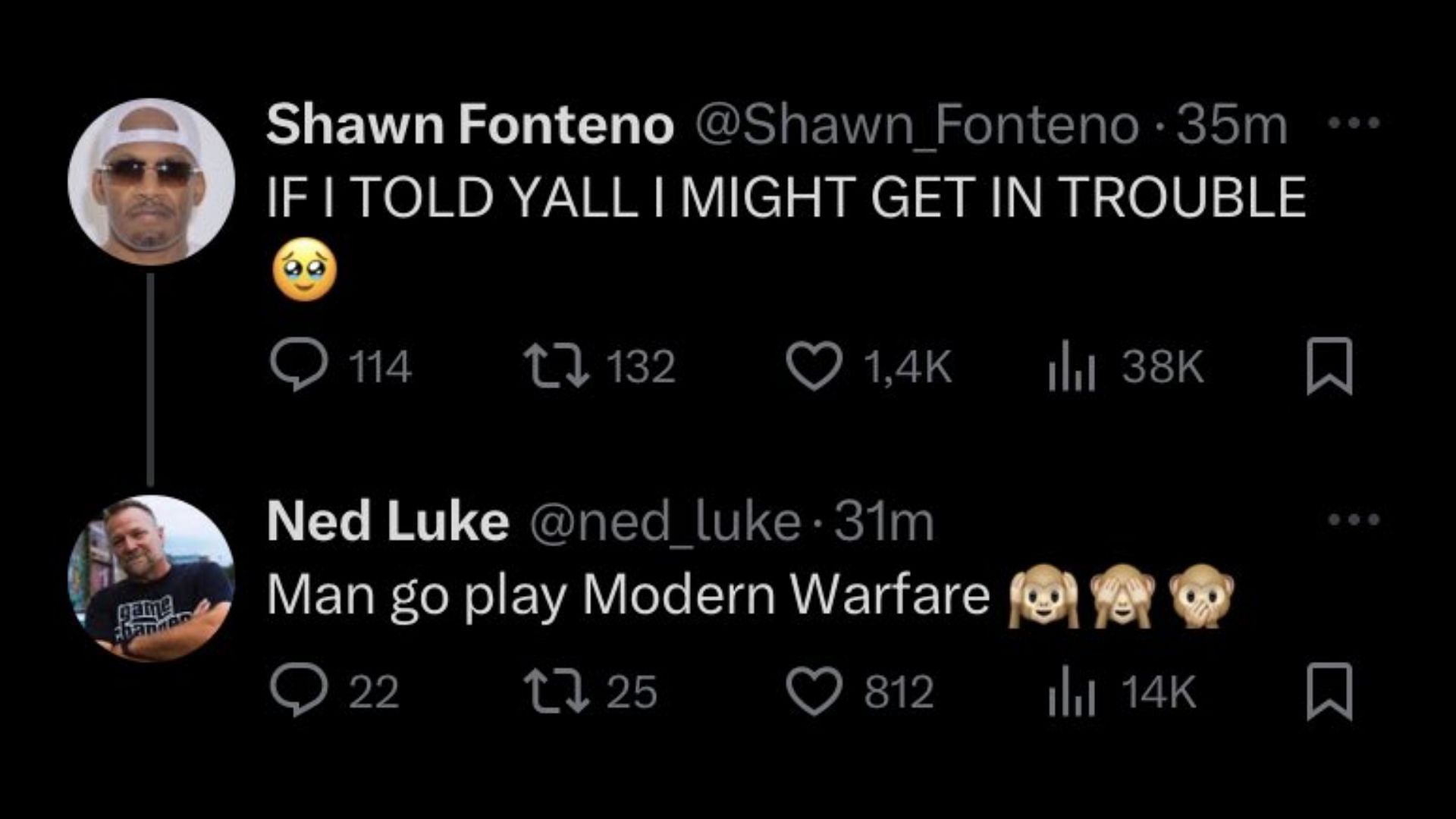 Ned Luke&rsquo;s reply to Shawn Fonteno&rsquo;s post (Image via X)