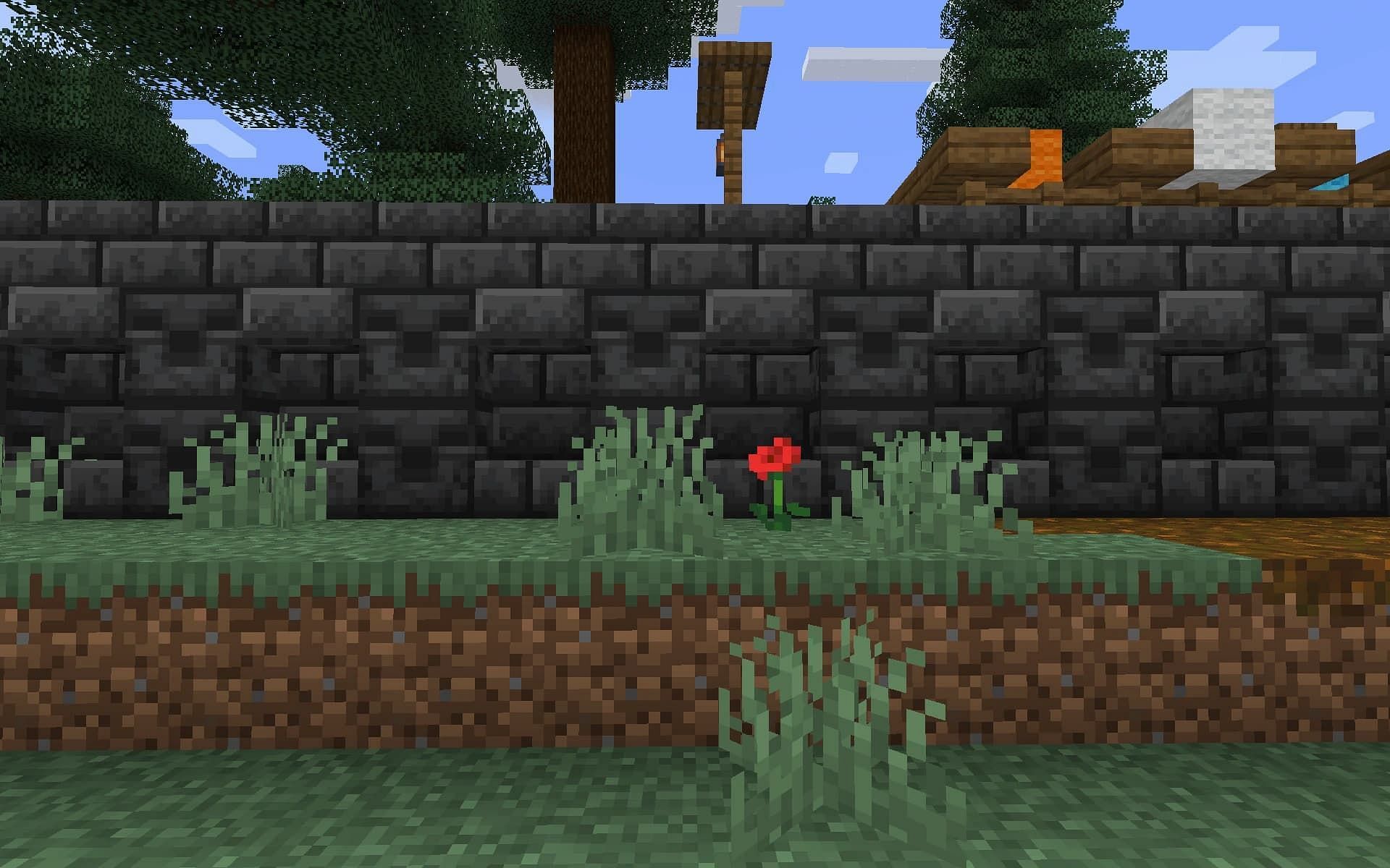 A retaining wall in Minecraft