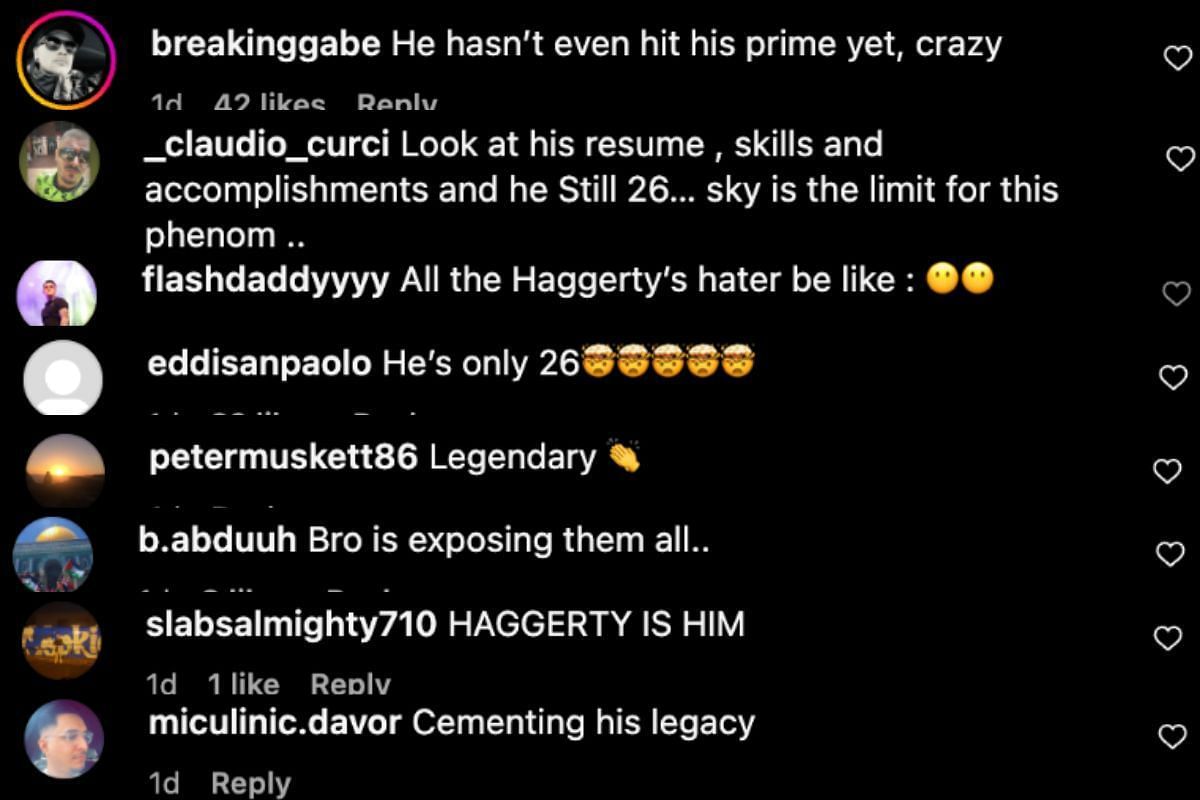 Screenshot of fans&#039; comments about Jonathan Haggerty