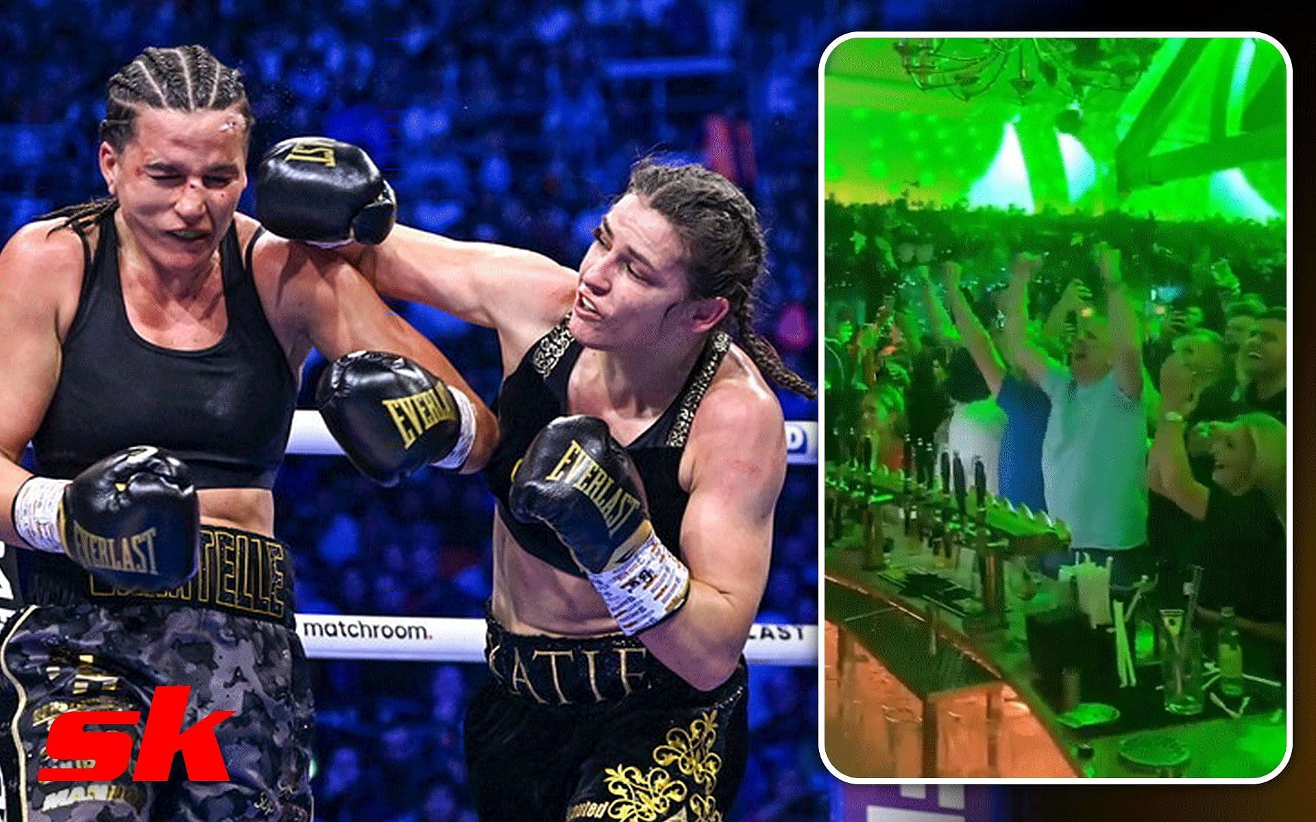 Crowd reaction to Katie Taylor vs. Chantelle Cameron [Photo credit @ballsdotie and @thenotoriousmma on X]