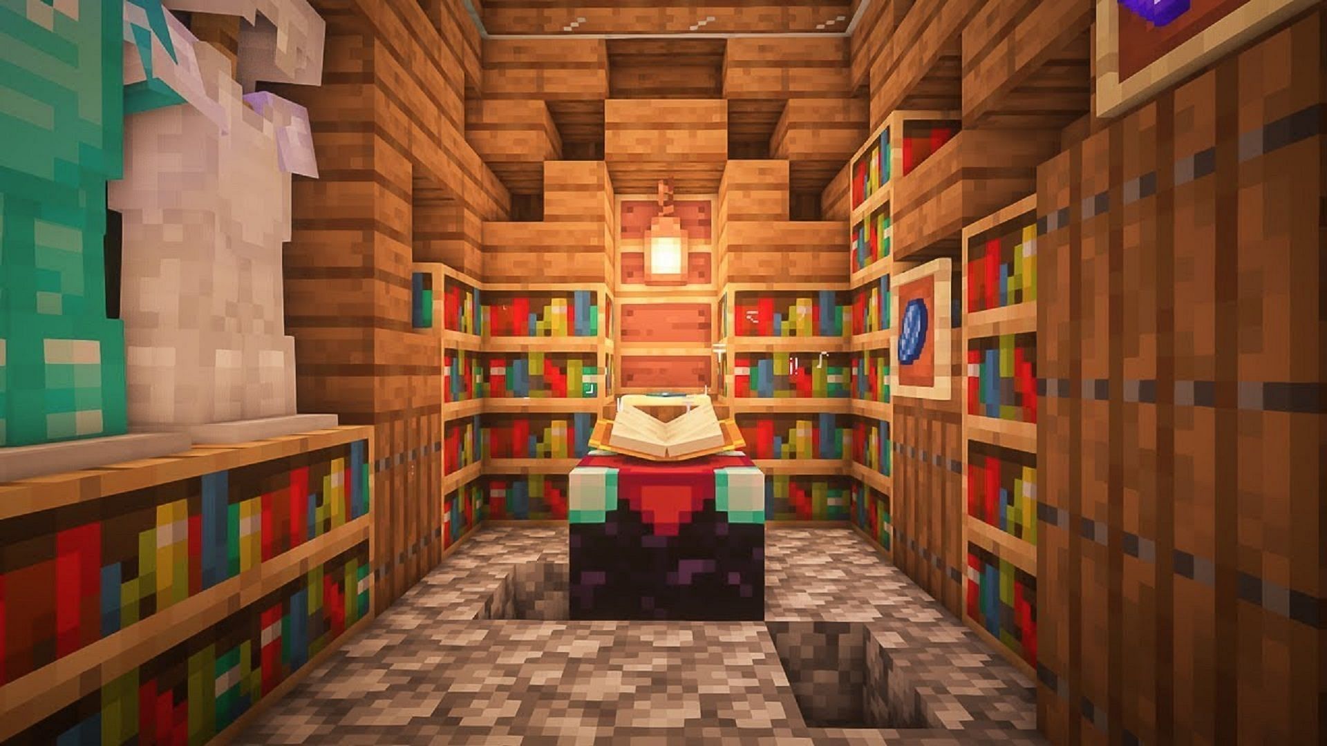 Enchanting is a core aspect of Minecraft, so players might as well do it in their base (Image via Typface/YouTube)